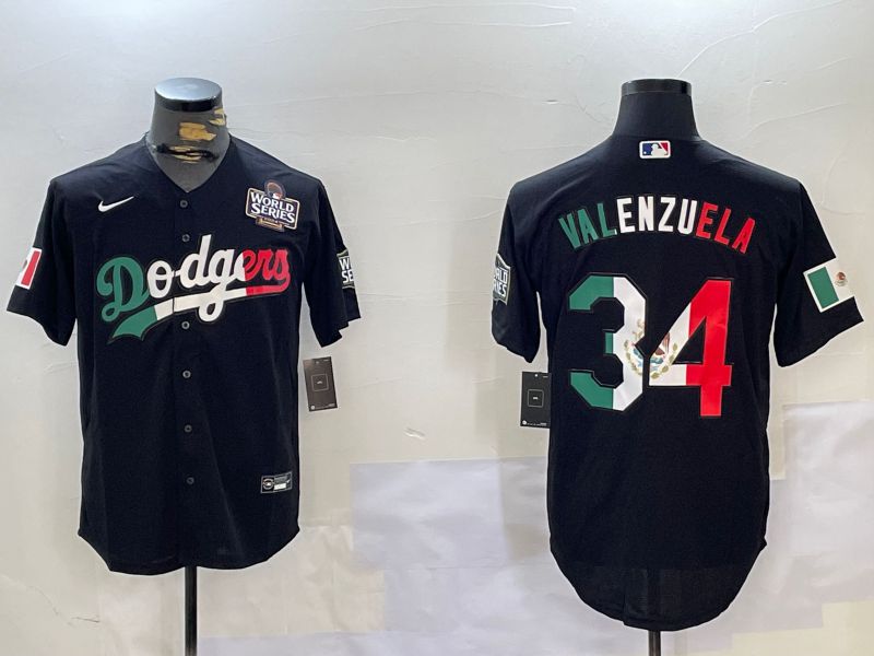 Men Los Angeles Dodgers 34 Valenzuela Black Game 2024 Nike MLB Jersey style 112021